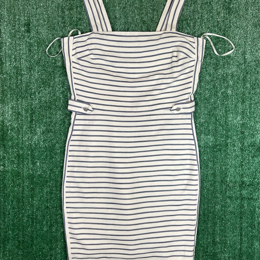 Banana Republic Navy and Eggshell White Striped Mini Dress